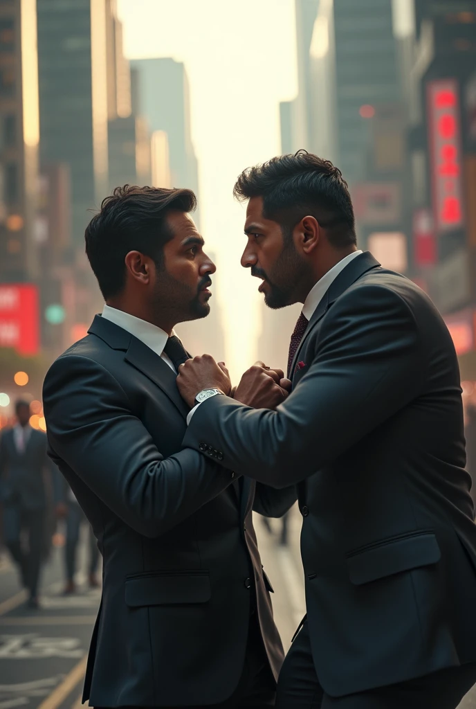 Riyaz and rehan fighting each other with wearing suit in city