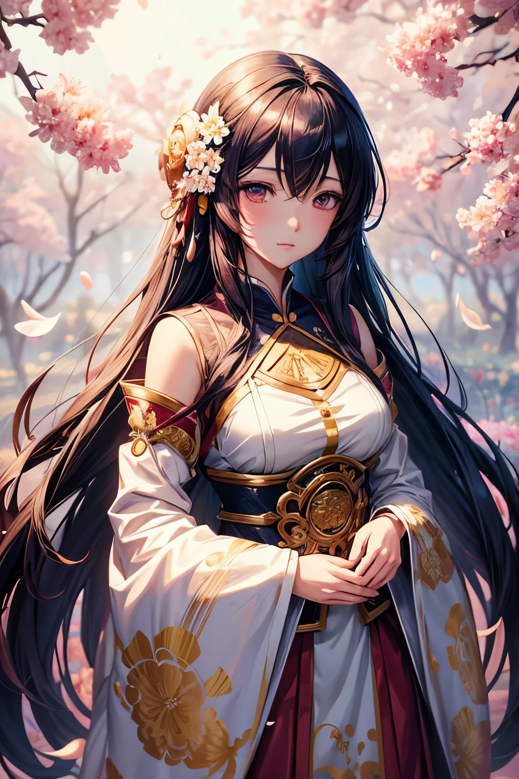 Anime style long hair girl,flowers in hair, Cute anime waifu wearing beautiful clothes, beautiful anime girl, Lovely and detailed digital art, Beautiful anime portrait, guweiz on pixiv artstation, guweiz style artwork, guweiz on artstation pixiv, Detailed digital animation art, Anime style 4K