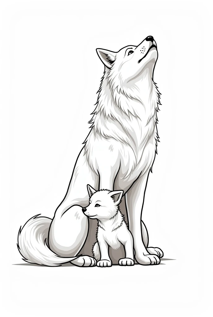 Wolf and litle wolf (tattoo) vector A wolf and its cub for a simple tattoo , I would like a vector with several lines