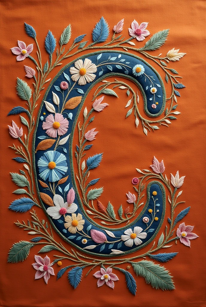 make a nakshi kantha theme on the letter ' C '