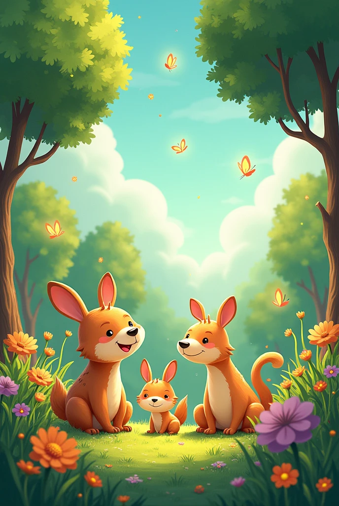 A warm and cute nature cartoon.