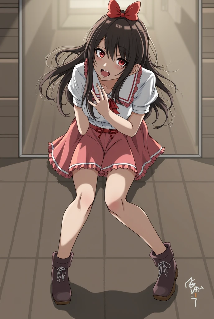 1 girl,dirty socks,foot,Outsole,Red Eyes,breast,solitary,Long hair