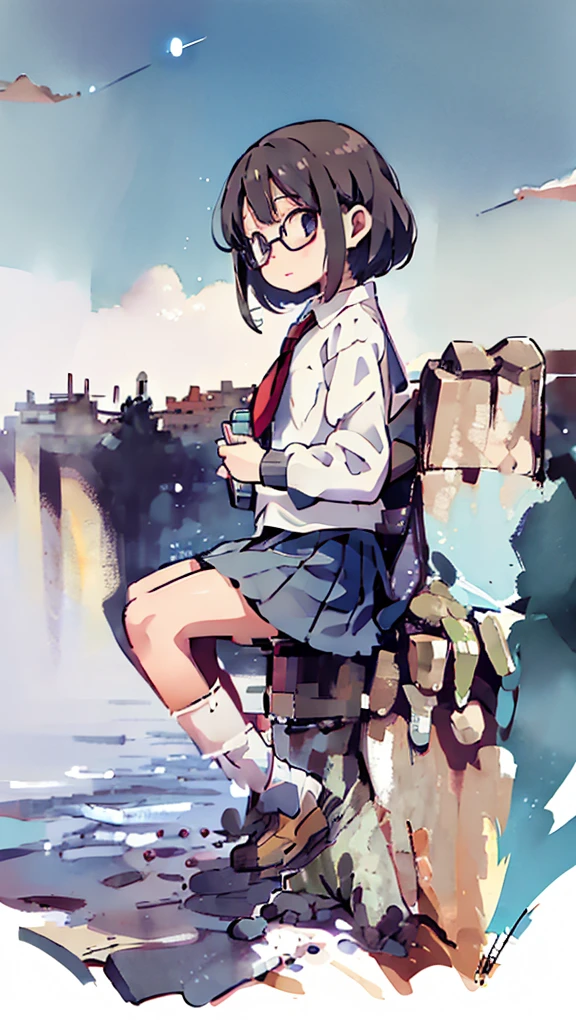 Many towers in the distance、metropolis、water、Midnight、Moon、Blue light、sky、sea、Nsfw、masterpiece, high quality, 4K, HDR,, Stable Diffusion prompt:  schoolgirl with short、brown hair and red-framed glasses, wearing a white blouse and navy skirt, white panties visible, navy socks and brown loafers, in a state of arousal and trembling with sexual climax,simple illustration style, In a nichijou (everyday life) Setting Image generation AI model used: Stable Diffusion (eleet- model)

id: i2