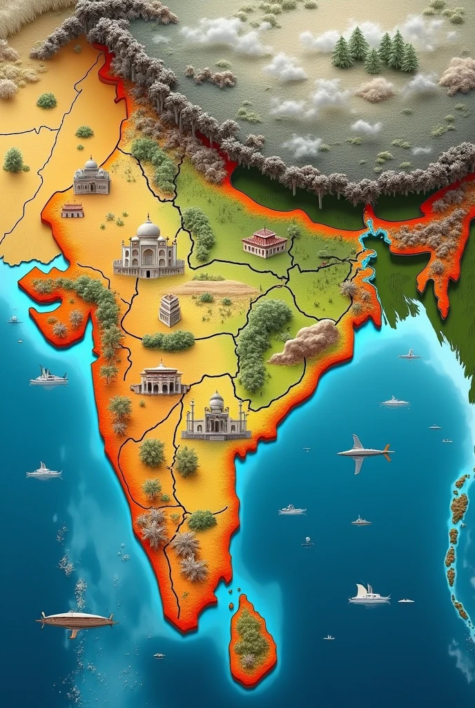 Incredible India map realistic 