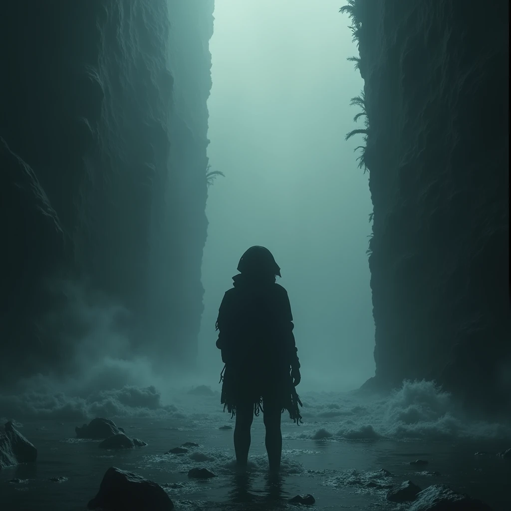 Explorateur de la peur, des phobies humaines, thalassophobie, acrophobie, claustrophobia, anything that represents fear. La peur ou les phobies doivent être près du personnage. The character is seen from behind