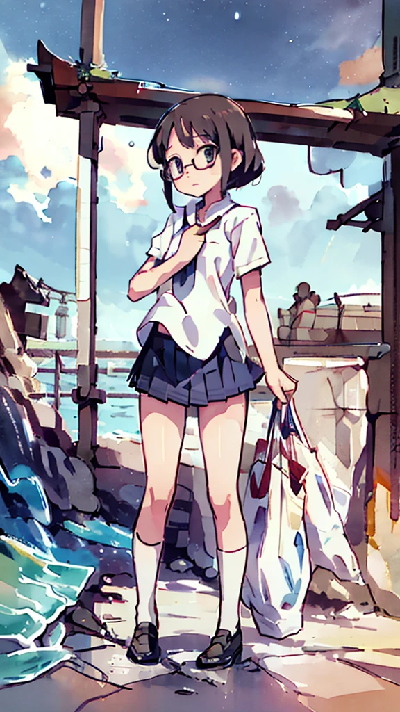 Many towers in the distance、Big Moon、metropolis、water、Midnight、Moon、Blue light、sky、sea、Nsfw、masterpiece, high quality, 4K, HDR,, Stable Diffusion prompt: schoolgirl with short、brown hair and red-framed glasses, wearing a white blouse and navy skirt, white panties visible, navy socks and brown loafers, in a state of arousal and trembling with sexual climax,simple illustration style, In a nichijou (everyday life) Setting Image generation AI model used: Stable Diffusion (eleet- model)
id: i2