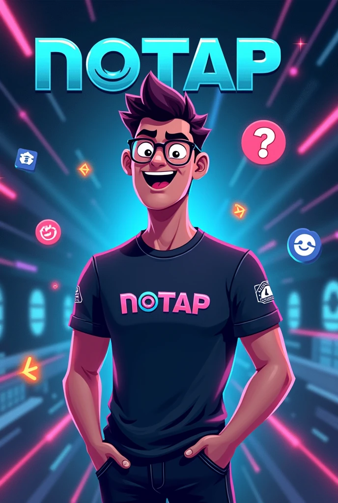 Prompt: 

Create an eye-catching graphic for NoTap featuring a futuristic and sleek design. Include the following elements:
- Main Character: A friendly, futuristic character (Tapless Tom) wearing a NoTap-branded t-shirt. The character should look confident and excited.
- Background: A modern digital theme with elements representing automation and efficiency, like smooth lines and tech motifs.
- Text Overlay: "NoTap - Effortless Crypto Claims" in bold, prominent font. Include a smaller tagline: "Skip the Tapping, Get Instant Rewards!"
- Additional Elements: Icons or visuals of tokens, a small gas fee symbol, and a call-to-action button like "Join Now!" or "Discover More!"