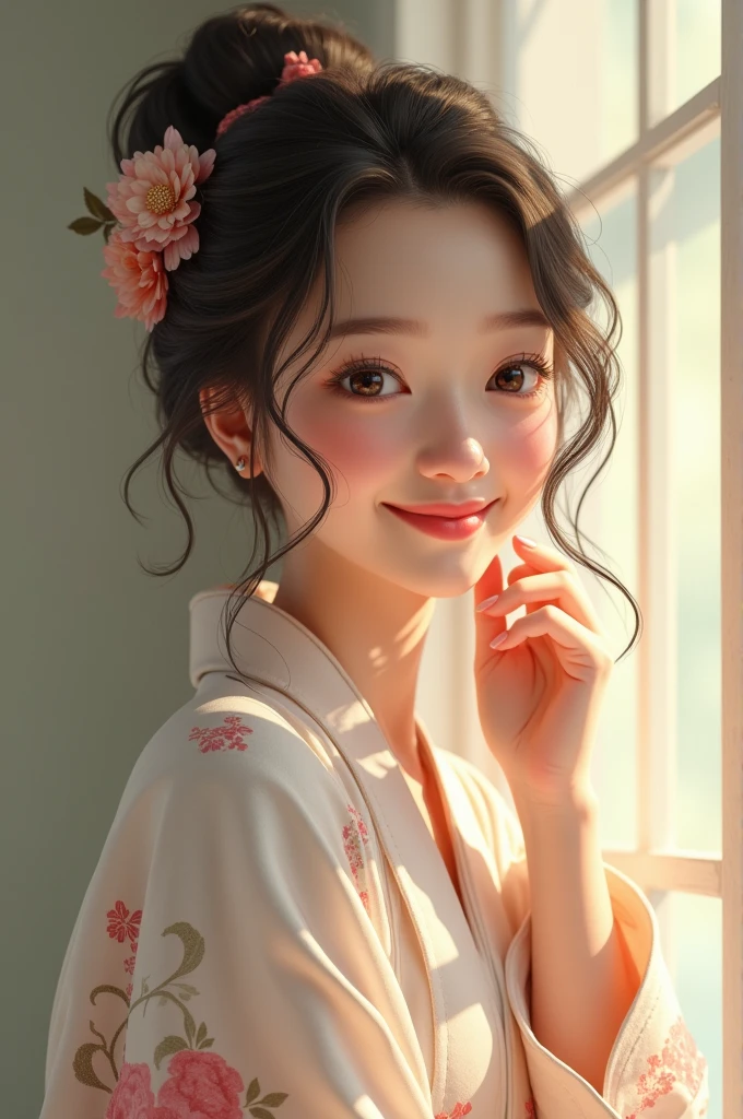 Smiling Japanese woman Sleeve appearance