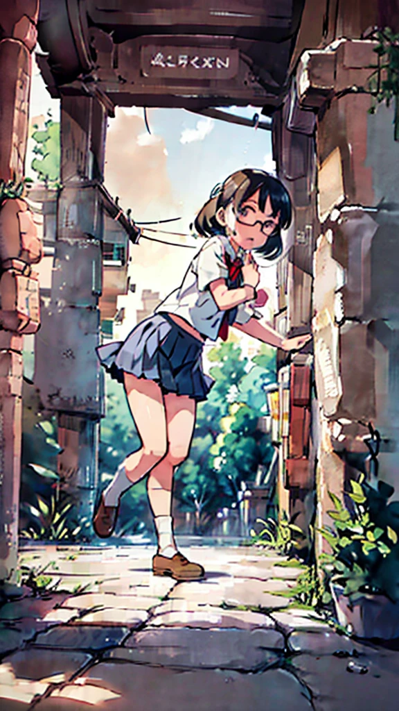Many towers in the distance、Big Moon、metropolis、High places、water、Midnight、Moon、Blue light、sky、sea、Nsfw、masterpiece, high quality, 4K, HDR,, Stable Diffusion prompt:  schoolgirl with short、brown hair and red-framed glasses, wearing a white blouse and navy skirt, white panties visible, navy socks and brown loafers, in a state of arousal and trembling with sexual climax,simple illustration style, In a nichijou (everyday life) Setting Image generation AI model used: Stable Diffusion (eleet- model)

id: i2