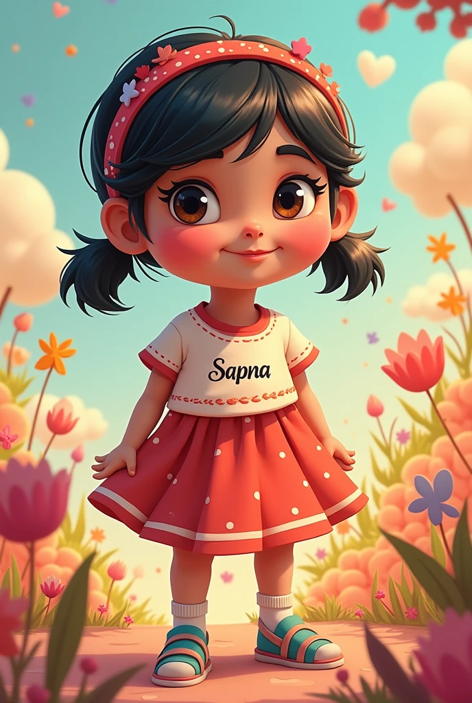 Bubu cartoon girl कपड़ों में sapna name लिखा