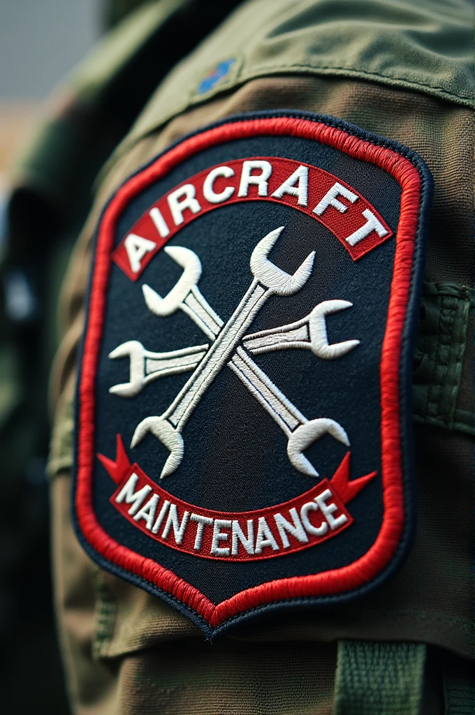 War helicopter patch with crossed tools with the phrase aircraft maintenance