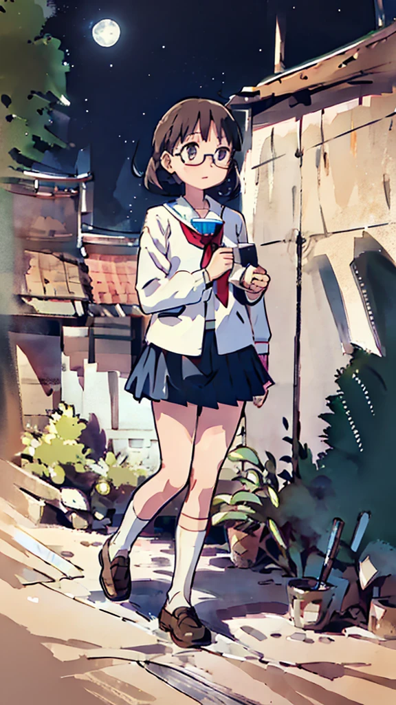 Many towers in the distance、Big Moon、metropolis、Looking up at high places、water、Midnight、Moon、Blue light、sky、sea、Nsfw、masterpiece, high quality, 4K, HDR,, Stable Diffusion prompt: schoolgirl with short、brown hair and red-framed glasses, wearing a white blouse and navy skirt, white panties visible, navy socks and brown loafers, in a state of arousal and trembling with sexual climax,simple illustration style, In a nichijou (everyday life) Setting Image generation AI model used: Stable Diffusion (eleet- model)
id: i2