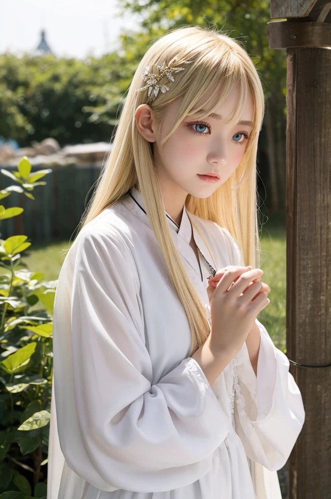 Fortune telling、White clothes、Blonde、Yellow Eyes、front