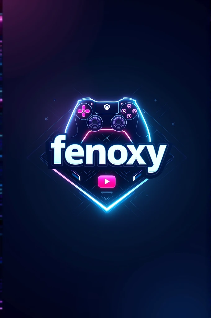 This is a gaming logo that features the name "fenoxy" in a futuristic font and a neon blue color. and Boy Anime avtar, The logo also has a stylized controller icon and a YouTube play button in the background. The logo is designed to be attractive and eye-catching, and to appeal to gaming enthusiasts and YouTube viewers. I hope you like it.