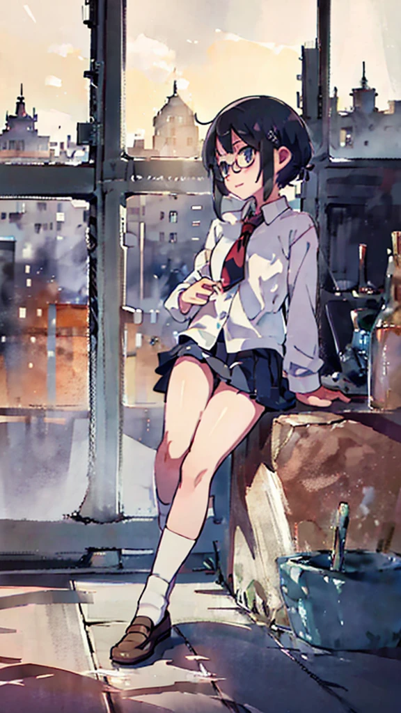 Many towers in the distance、Big Moon、metropolis、Looking up at the stars、water、Midnight、Moon、Blue light、sky、sea、Nsfw、masterpiece, high quality, 4K, HDR,, Stable Diffusion prompt:  schoolgirl with short、brown hair and red-framed glasses, wearing a white blouse and navy skirt, white panties visible, navy socks and brown loafers, in a state of arousal and trembling with sexual climax,simple illustration style, In a nichijou (everyday life) Setting Image generation AI model used: Stable Diffusion (eleet- model)

id: i2