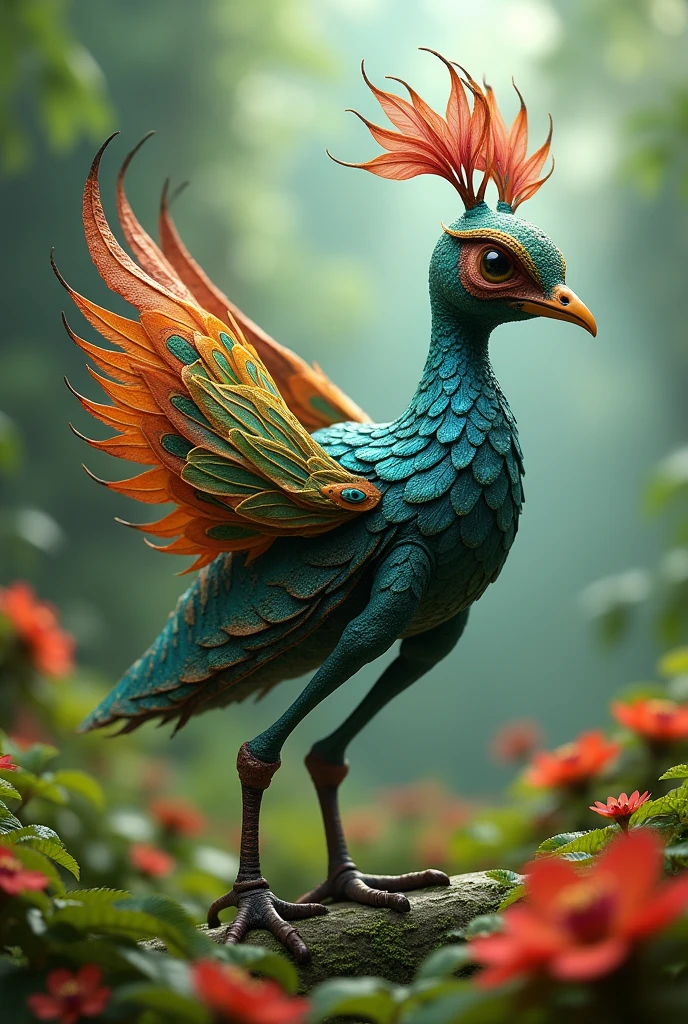 Monster that be peacock mixed with grasshopper