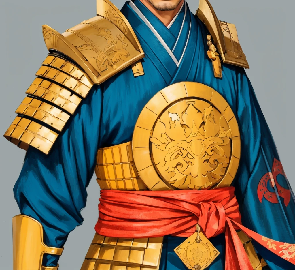 character in Japanese setting, man, Art, японская armor, Japan, Samurai, man, мужское kimono с узорами, kimono, armor, digital painting