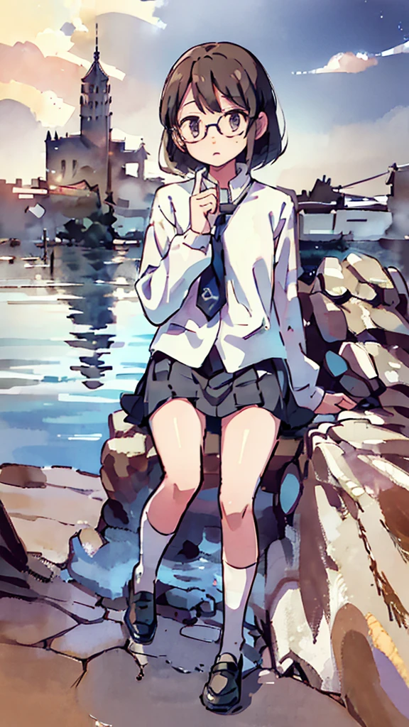 Many towers in the distance、Big Moon、metropolis、Tall buildings、Looking up at the stars、water、Midnight、Moon、Blue light、sky、sea、Nsfw、masterpiece, high quality, 4K, HDR,, Stable Diffusion prompt: schoolgirl with short、brown hair and red-framed glasses, wearing a white blouse and navy skirt, white panties visible, navy socks and brown loafers, in a state of arousal and trembling with sexual climax,simple illustration style, In a nichijou (everyday life) Setting Image generation AI model used: Stable Diffusion (eleet- model)
id: i2