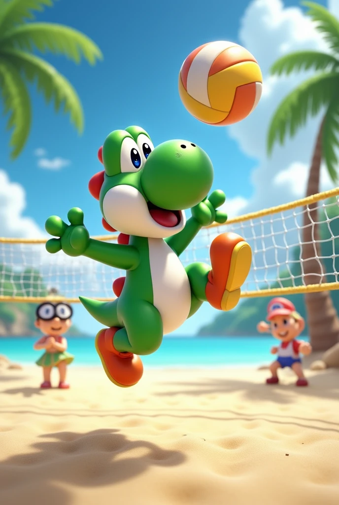 Yoshi sert au volley-ball