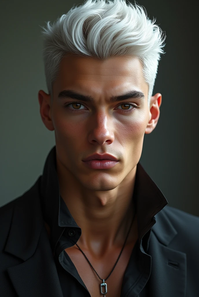 A 20 years old boy ... Lean body... good-looking and white hair 