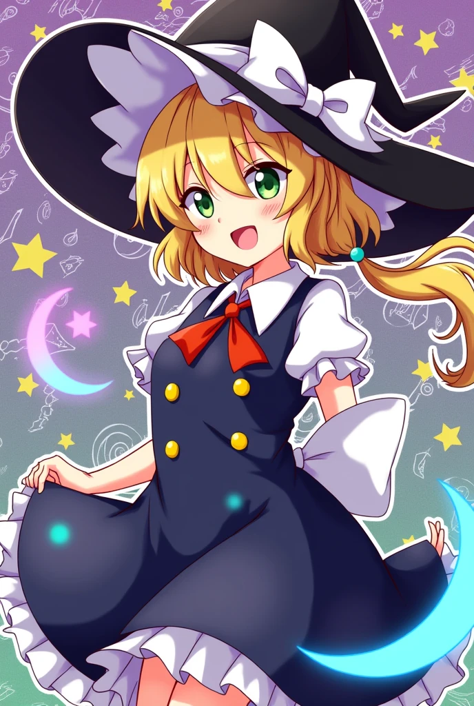 With an anime-like pattern、Please write Marisa Kirisame
