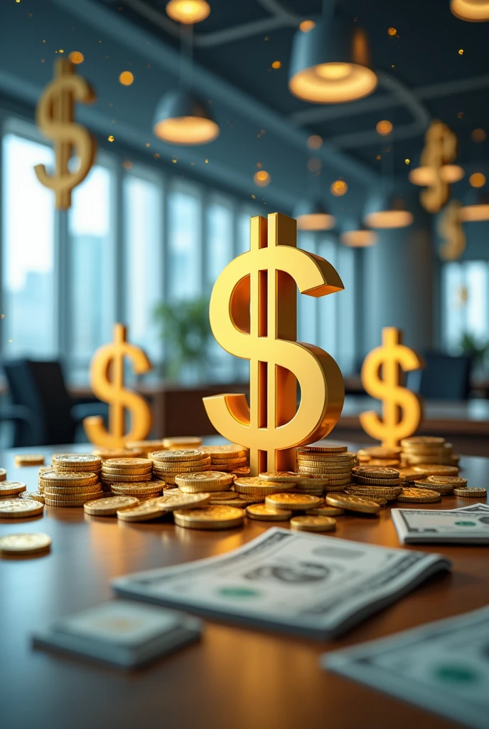 I need an image with a business background that has dollar signs and dollar bills, dollar coins to create a dollar purchase ad