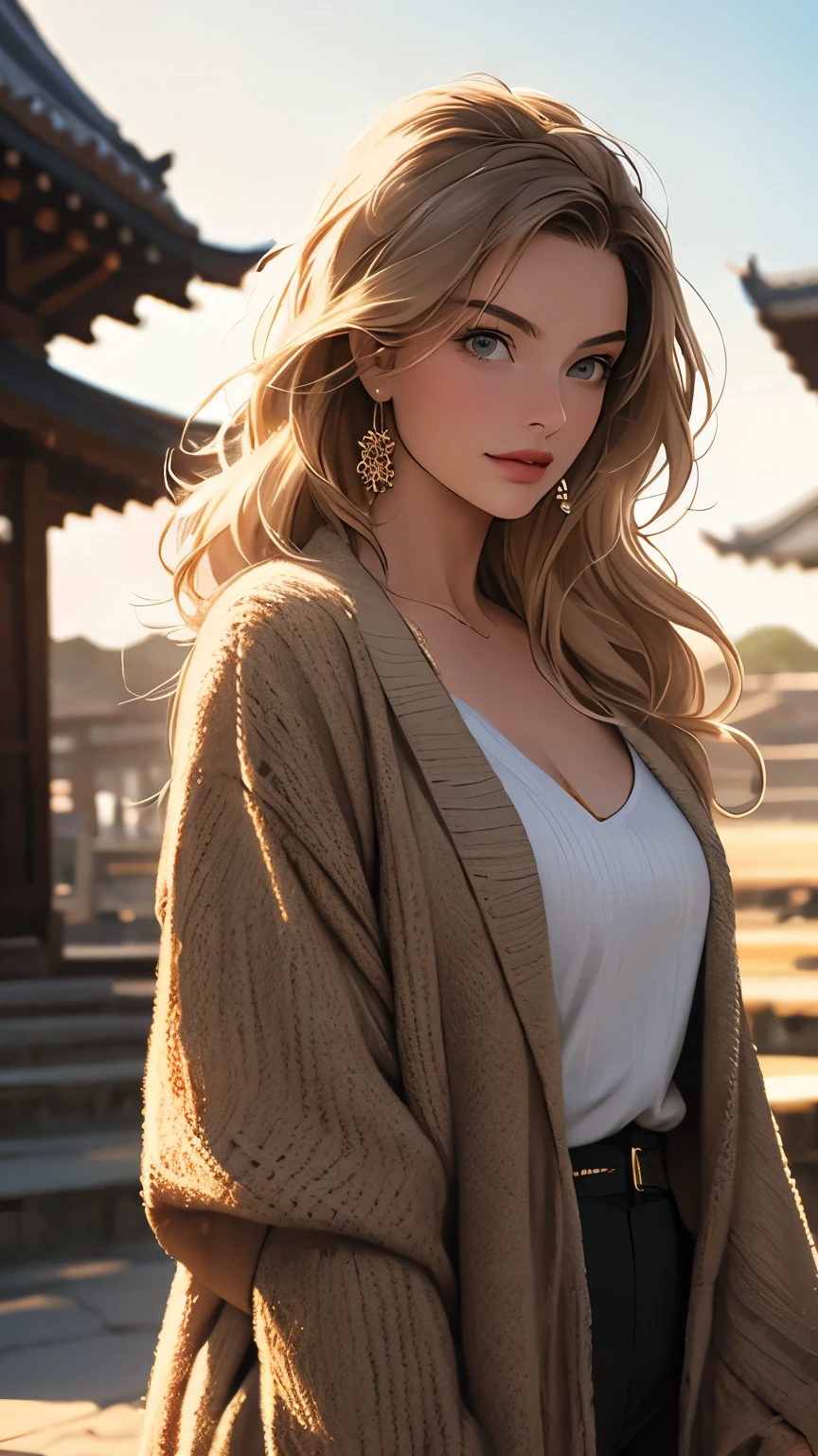 Makima with Margot Robbie&#39;s face (rockaw man), Highest quality, Very detailed, 1 girl, alone, Are standing, Redhead, Long braided hair, Golden Eyes, bangs, small chest, Black Bikini, Wear accessories, look, smile, (bad: 1.2), looking at the viewer, (Face to face: 1.3), (Dark Background, rock: 1.3), From above, Crisp contrast, Beautiful and beautiful eyes, concentrate, Close-up shot