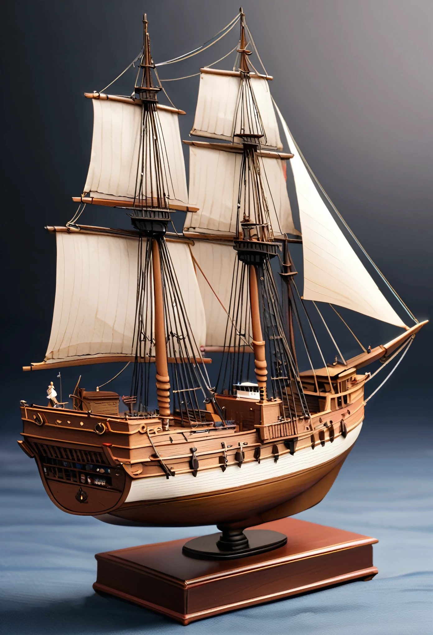 Model sailing ship,schooner,Exquisitely crafted miniatures,Real,Miniature pedestal