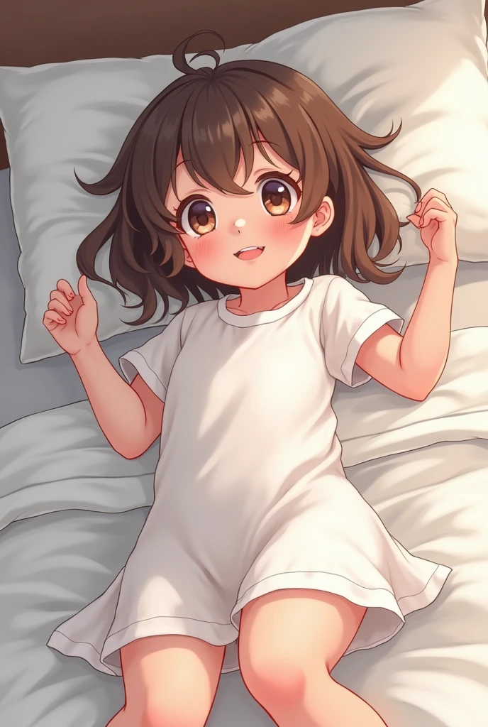 White silk little ,Lying on the bed and taking off JK