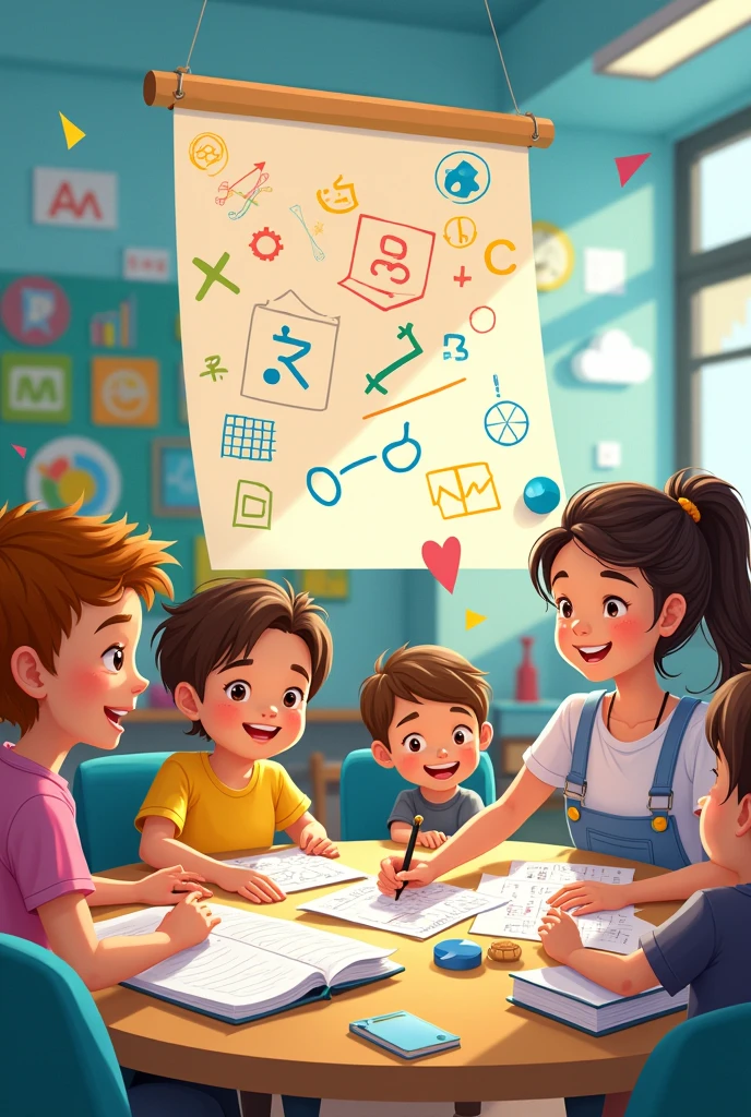 Maths workshop with children maths background with carton students interactive banner for promotion