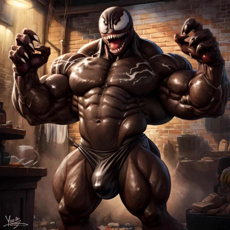 Venom, detailed bulge, pelvic curtain, muscles, male, solo