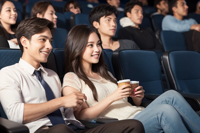 Couple enjoying a movie date at the cinema