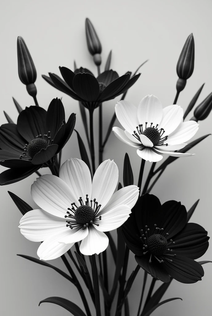 Black and white flowers