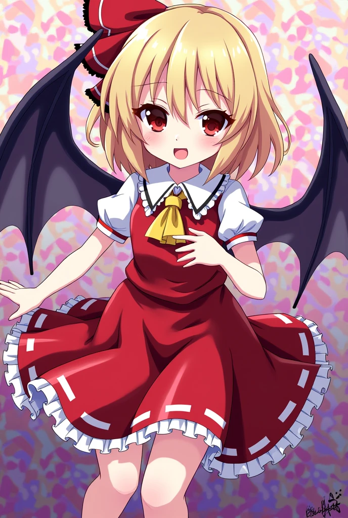 With an anime-like pattern、Please draw Flandre Scarlet from the Touhou Project