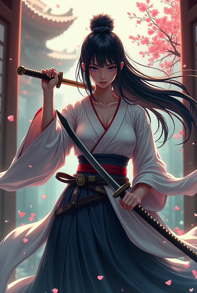An anime woman samurai who wear mask