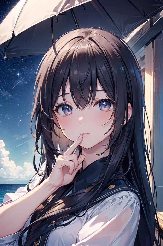 (Highly detailed CG、Unity、8k wallpaper)、(Very sophisticated)、(masterpiece)、(Highest quality:1.0)、(Ultra-High resolution:1.0)、Beautiful light、Perfect Lightning、Realistic Shadows、[High resolution]、Delicate skin、Super detailed、Detailed face and eyes、Realistic eyes、Sharp pupils、nap、drifting、Deep Sea Girl、Life at sea、Shine brightly、Sea、Starry Night、Black Hair、Short Bob、Beautiful eyes、Smart Body
