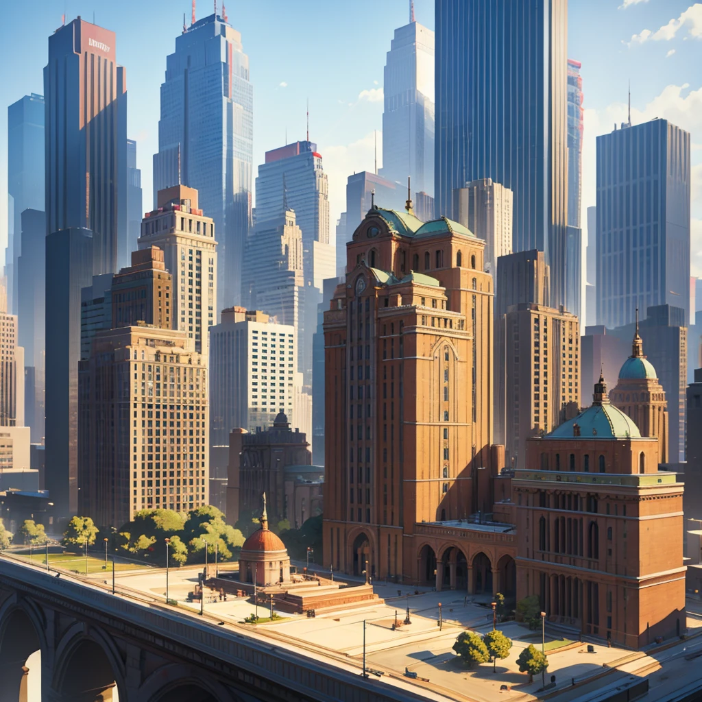 Huge muscular man hybrid
Background of cityscape model, small model