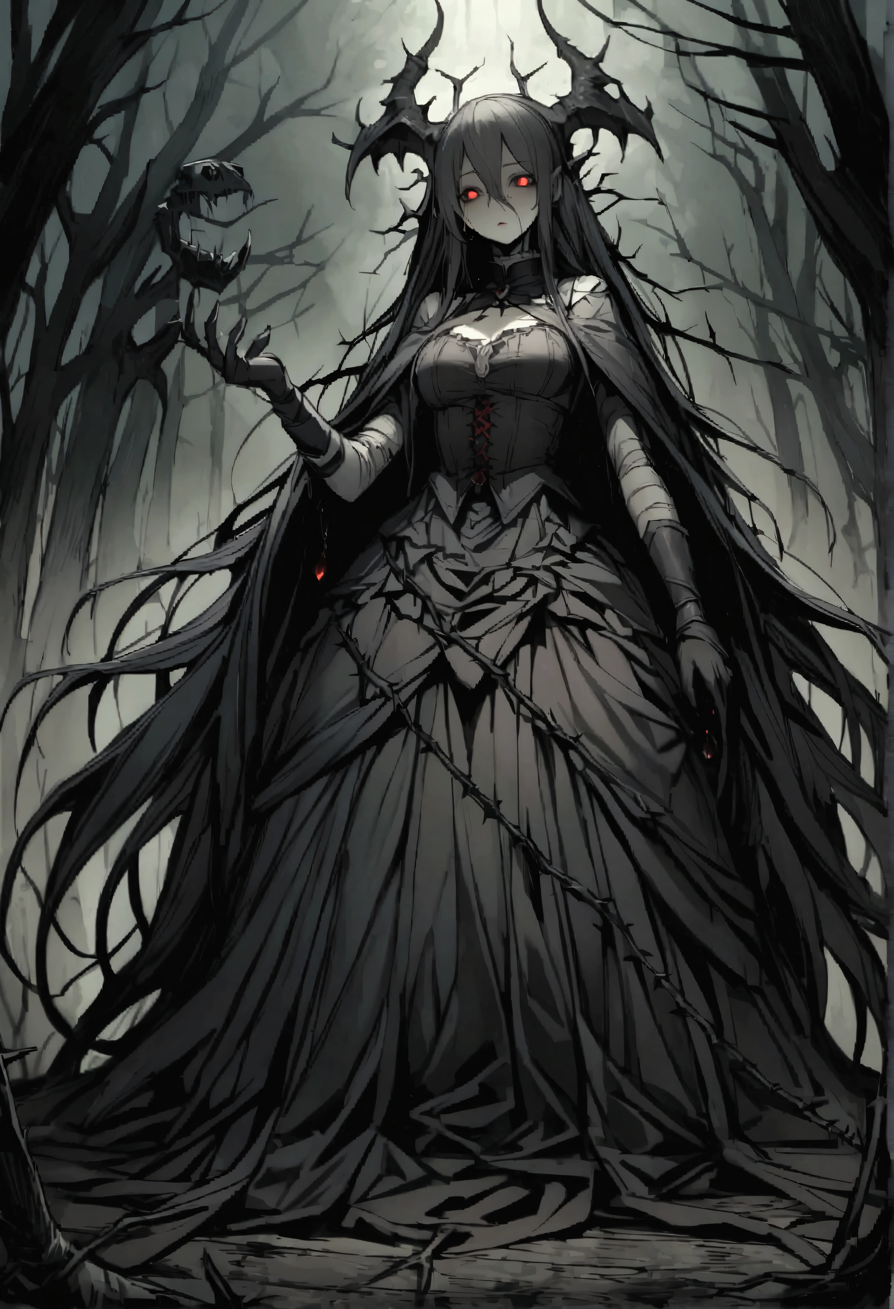 (best quality,4k,8k,highres,masterpiece:1.2),ultra-detailed,goth korean girl, gothic,1woman,dark town,red eyes,dark ambient,low saturation,anime style,pale skin,long flowing hair,gothic clothing,silhouette,surreal background,mysterious atmosphere,intense emotions,melancholic expression,lens flare,dramatic shadows,symbolic elements,heavy makeup,pale and dark colors,misty fog,ethereal beauty,subtle texture, dark makeup , full body, wicked smile, seductive witch, piercing all over the face
