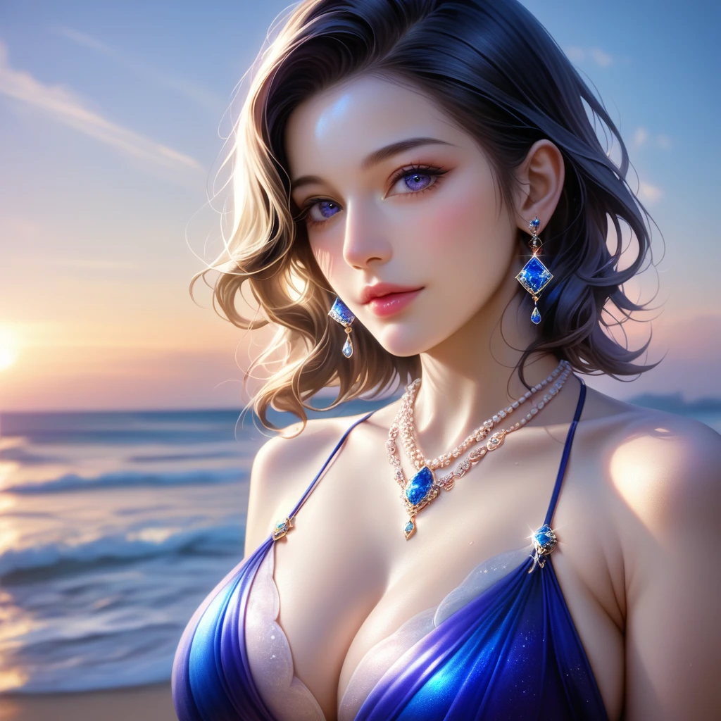score_9, score_8_superior, score_7_superior, A masterpiece in 32K resolution,Highest quality,it is really amazing,Very detailed,Ultra-high resolution,Ultra-realistic,Realistic,Increased depth of field,Cinematic lighting,
Sexy mature Japan woman,
black straight medium hair,Ultra-detailed and beautiful face,Gentle expression,Translucent white skin,Realistic skin texture,
Elegant swimwear,
Elegant and luxurious design,Colorful color patterns,Beautifully detailed decoration,Detailed fabric texture,
Gorgeous necklace,Earrings,
Coastline at night,delay々A desolate sandy beach that continues,The huge moon illuminates the beach in a fantastic way,Dark clouds floating in the dark night sky,
Cinematic Angle,