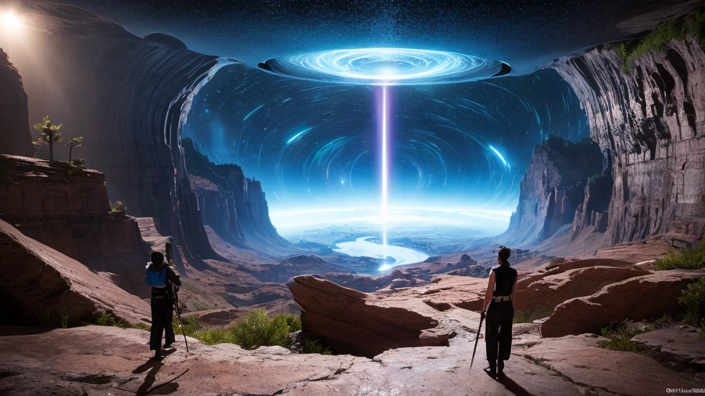 space opera, 5th dimension, Gods. creation, dimensional distortion, wormhole, final fantasy7,
meteo, cosmo canyon