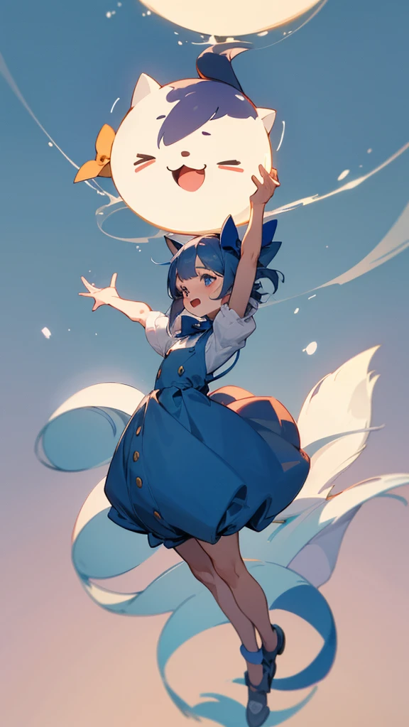	•	Head:
	•	The character has a round, large head, taking up most of the body.
	•	A blue bow is positioned on top of the head, adding a cute and decorative element.
	•	The face is simple and cartoon-like, with small, round eyes that are open and expressive.
	•	The character has a small, open mouth forming an “O” shape, giving a joyful or surprised expression.
	•	Light blush marks are visible on both cheeks, enhancing the character’s cuteness.
	•	Body:
	•	The character has a small, rounded body that blends seamlessly with the head, making it appear as one continuous shape.
	•	The arms are tiny and stubby, extending slightly from the sides of the body.
	•	The legs are similarly small and stubby, with little distinction between the body and limbs.
	•	Tail:
	•	A small, blue tail is visible at the back of the character, matching the color of the bow on the head.
	•	Ears:
	•	Two small, rounded ears are positioned on top of the head, above t	•	Head:
	•	The character has a round, large head, taking up most of the body.
	•	A blue bow is positioned on top of the head, adding a cute and decorative element.
	•	The face is simple and cartoon-like, with small, round eyes that are open and expressive.
	•	The character has a small, open mouth forming an “O” shape, giving a joyful or surprised expression.
	•	Light blush marks are visible on both cheeks, enhancing the character’s cuteness.
	•	Body:
	•	The character has a small, rounded body that blends seamlessly with the head, making it appear as one continuous shape.
	•	The arms are tiny and stubby, extending slightly from the sides of the body.
	•	The legs are similarly small and stubby, with little distinction between the body and limbs.
	•	Tail:
	•	A small, blue tail is visible at the back of the character, matching the color of the bow on the head.
	•	Ears:
	•	Two small, rounded ears are positioned on top of the head, above the eyes, adding to the overall roundness and cuteness of the character.

One girl, solo, Simple Background, Anatomically correct, 