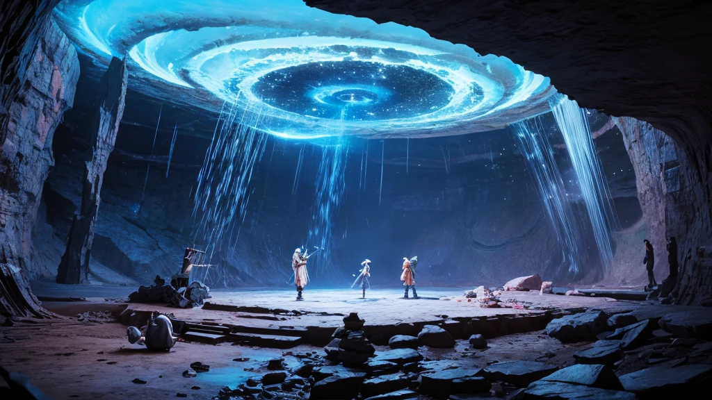 space opera theater, 5th dimension, Gods. creation, dimensional distortion, wormhole, final fantasy7,
meteo, cosmo canyon
