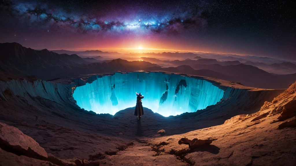 space opera theater, 5th dimension, Gods. creation, dimensional distortion, wormhole, final fantasy7,
meteo, cosmo canyon