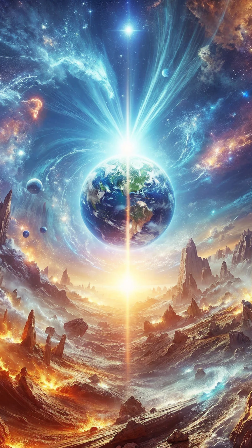 Very real image. The foundations of the earth shake, a magical moment, an energetic manifestation. Photorealism, full view, highly detailed image, very realistic, hyperrealism, Ultra HD, 8k, 5, sharp focus