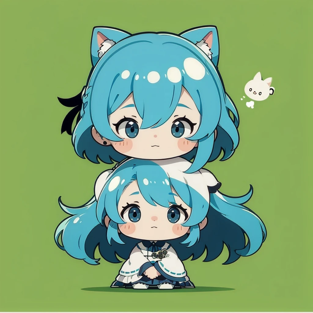 Little、cute、Ultra-high resolution、Best aesthetics、Top quality foot depiction、Anime Style、Flat avatar、Milky white and blue hair color、Long Straight Hair、Sitting with her legs stretched out、Inside a circular shape、Simple Background、Sanrio Character Plush Toys、