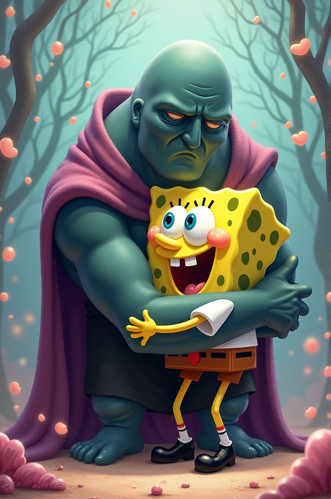 Tor hugging Spongebob