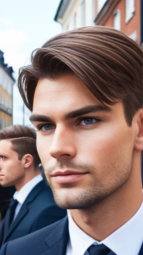 A group of handsome Danish men focus on the face