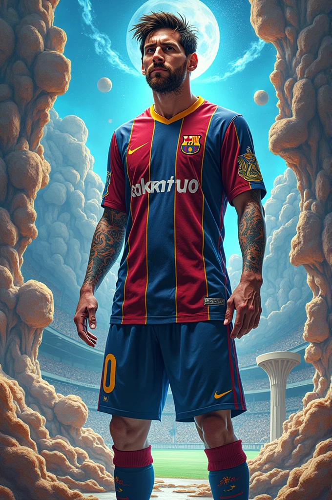 Lionel messi with jojo bizarre art style