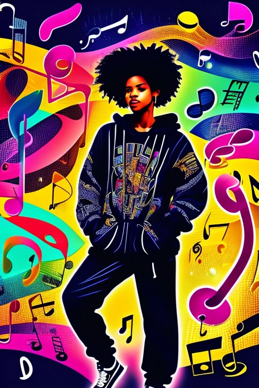 A background filled with scattered musical notes in various sizes and colors
A background completely filled with scattered musical notes in various sizes and colors, covering the entire screen.
beautiful girl colorful image
Dance hiphop Dance CREW Waacking Dance
Punking
black medium hair black medium hair
Five fingers Baggy clothes Baggy clothes