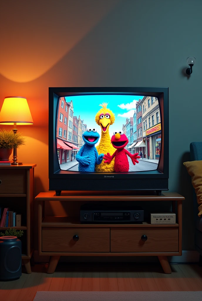 television with showing about sesame street
